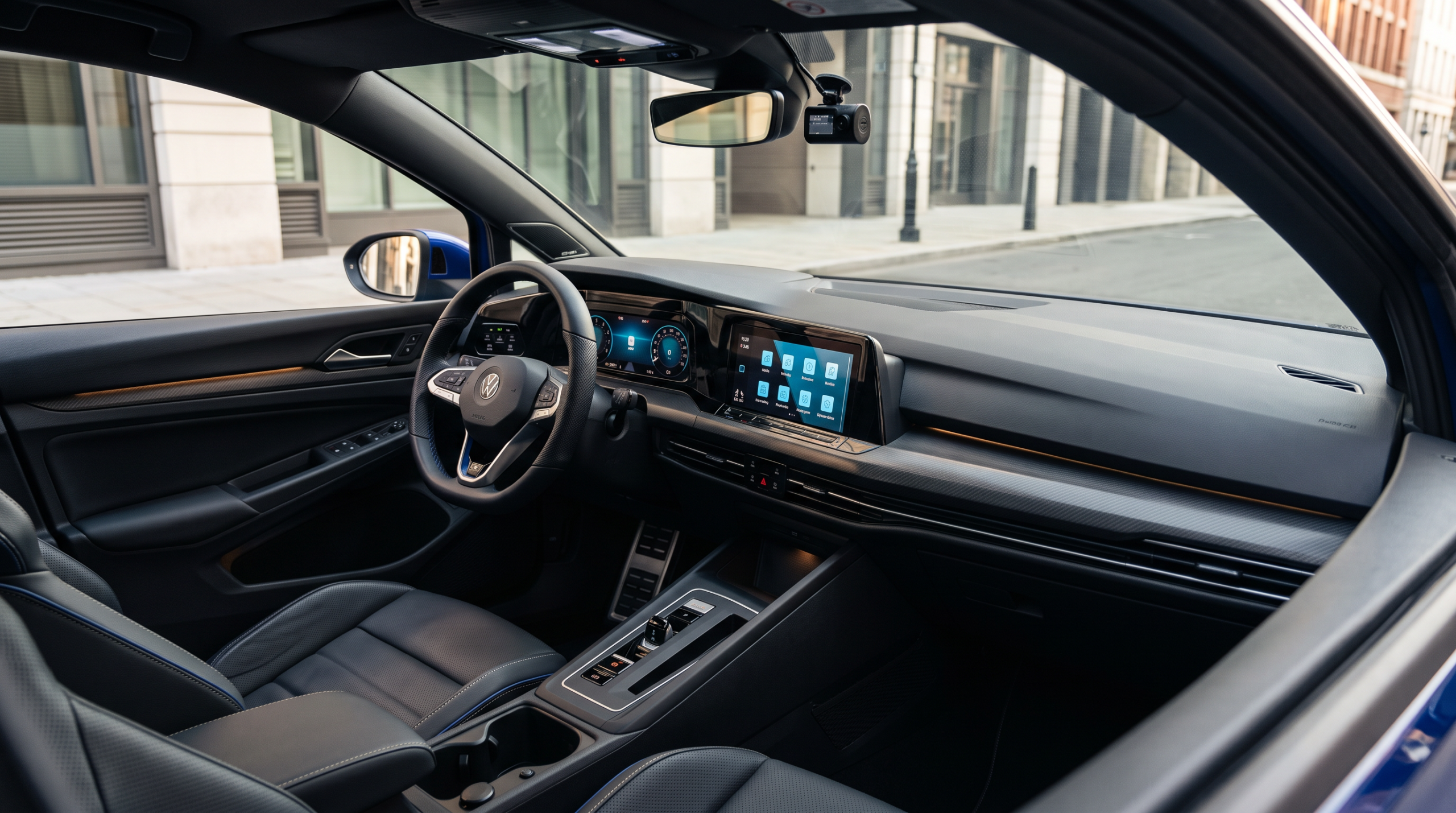 Vehicle interior illustrating in-car audio and technology upgrades